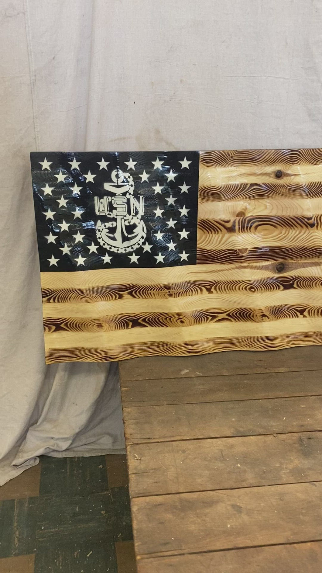 Navy Chief Charred Wavy Flag - Large