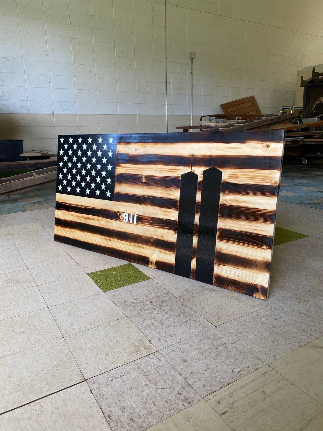 9/11 Memorial Flag Charred - Small